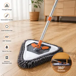 360° Rotatable Triangle Mop: Clean High Walls & Ceilings with Ease! 2m Extra Long Handle | Wall, Floor & Corner Deep Cleaner