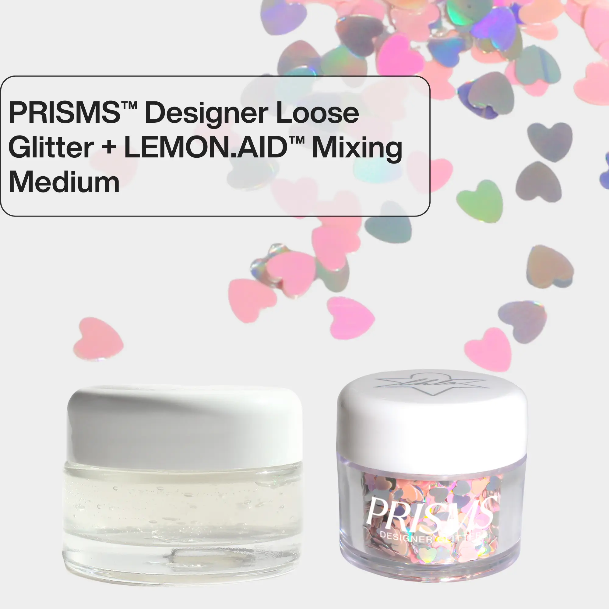 Lemonhead LA PRISMS Designer Loose Glitter + LEMON.AID Mixing Medium |  2pc Bundle | Turn Loose Glitter into a Budge-proof Glitter Gel | Long-wear, High Impact Ultra Reflective Glitter Blends and Shapes | For Eyes, Face & Body