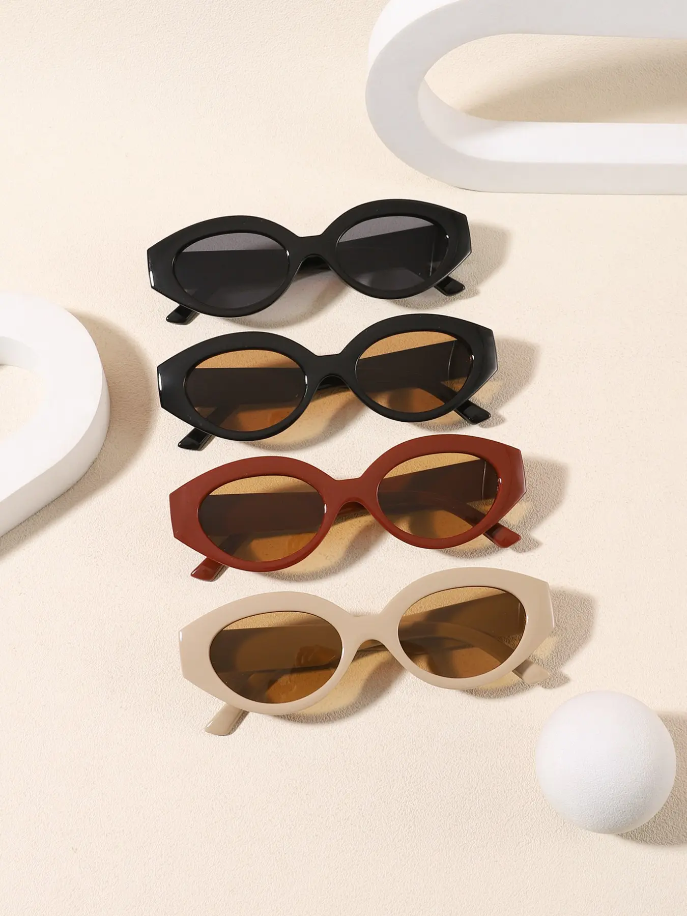 Women's Vintage Oval Sunglasses, Lightweight Frame, Casual Wear, Perfect for Outdoor Parties, All Seasons, Elegant Style, Colorblock Pattern Sunglasses, Trendy Sunglasses, Uv Protection Glasses, Lightweight Durable Sunglasses