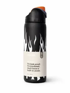 [PRE ORDER_SHIPPING 15–20 DAYS] Owala FreeSip White flames Stainless Steel Bottle – 24oz/32oz Insulated, Cute Leak-Proof Water Bottle for Women & Girls, Perfect for School, Work, Gym & Outdoor Activities