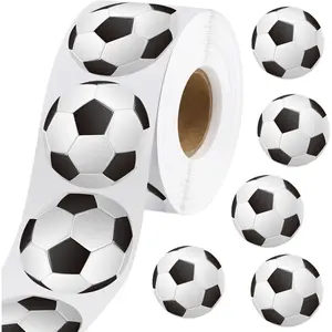 1 Roll/500 Sheets Football Roll Stickers Personalized Creative Ball Stickers Children's Stickers Packaging Sealing Stickers Memo Stickers