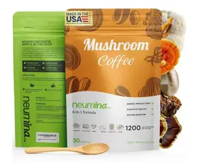 Neumina 6-in-1 Mushroom Coffee | Energy Coffee with 6 Functional Mushrooms (Lion's Mane, Reishi, Chaga, Cordyceps, Reishi, Shiitake), 30 Servings, 1200mg Mushrooms