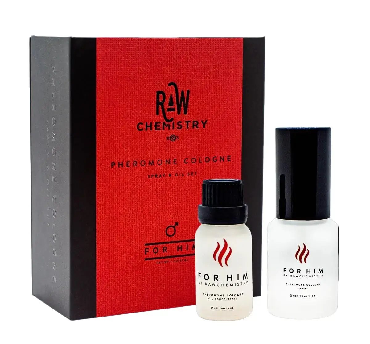 RawChemistry For Him Pheromone Infused Cologne Gift Set for Men | Cologne Spray & Concentrated Cologne Oil | Alcohol-Free Men's Fragrance | Signature Pheromone-Infused Blend | Long Lasting Gift Set | Made in USA
