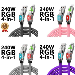 4-in-1 Multi USB Charging Cable, Fast Charging & Data Sync Cord with USB A, Type C & Lightning Ports, Compatible with iPhone 15/16, iPad Pro