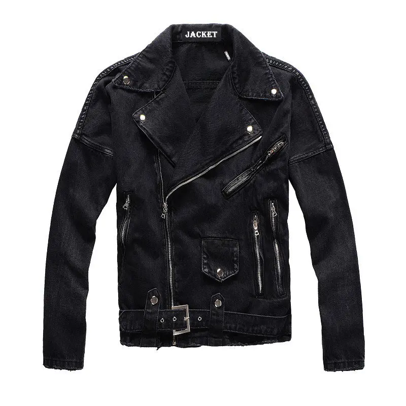 Black Denim Motorcycle Jacket | Edgy Outerwear