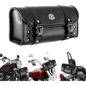 Motorcycle Tool Bag Handlebar Bag Fork Bag Skull Pattern Saddle Bags Sissy Bag for Harley Kawasaki Suzuki