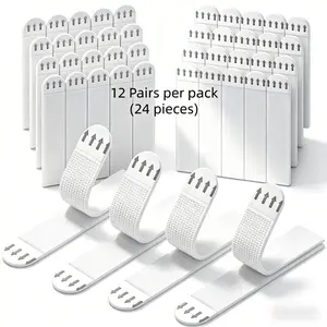 Double-sided Wall-mounted Adhesive Tape 12 Pairs Heavy Duty Velcro Strips for Damage-free Frame Hanging Home Decor Essentials for Christmas Halloween Acoustic Wood Slat Wall Panels Black Antique White Glazed Ceramic Tiles Decorative PVC 3D Wall Panels