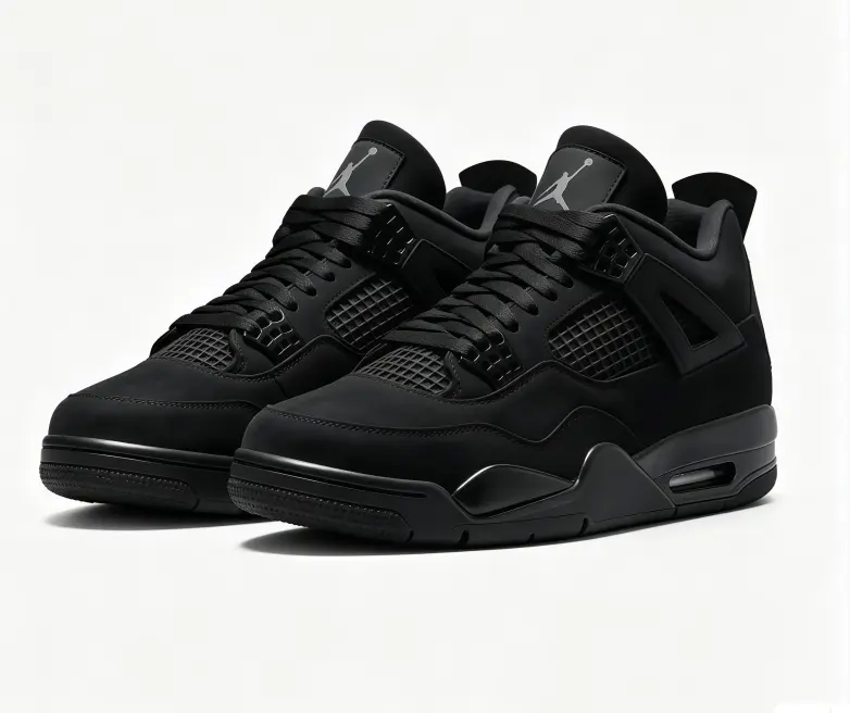 Unisex Retro Mid Top Basketball Sneakers All Black Casual Fashion Shoes Breathable Mesh Cushioned Sports Trainers for Men Women Daily Street Footwear