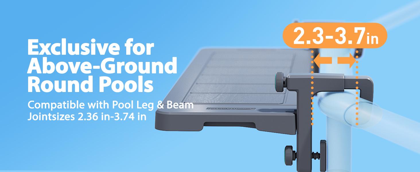 Poolside Bar, Swim Up Bar Exclusively for Above-Ground【Round & Oval 】 Pools. Patio Poolside Table Smart Fold Easy Maintenance, Weather Resistant Stable Tabletop