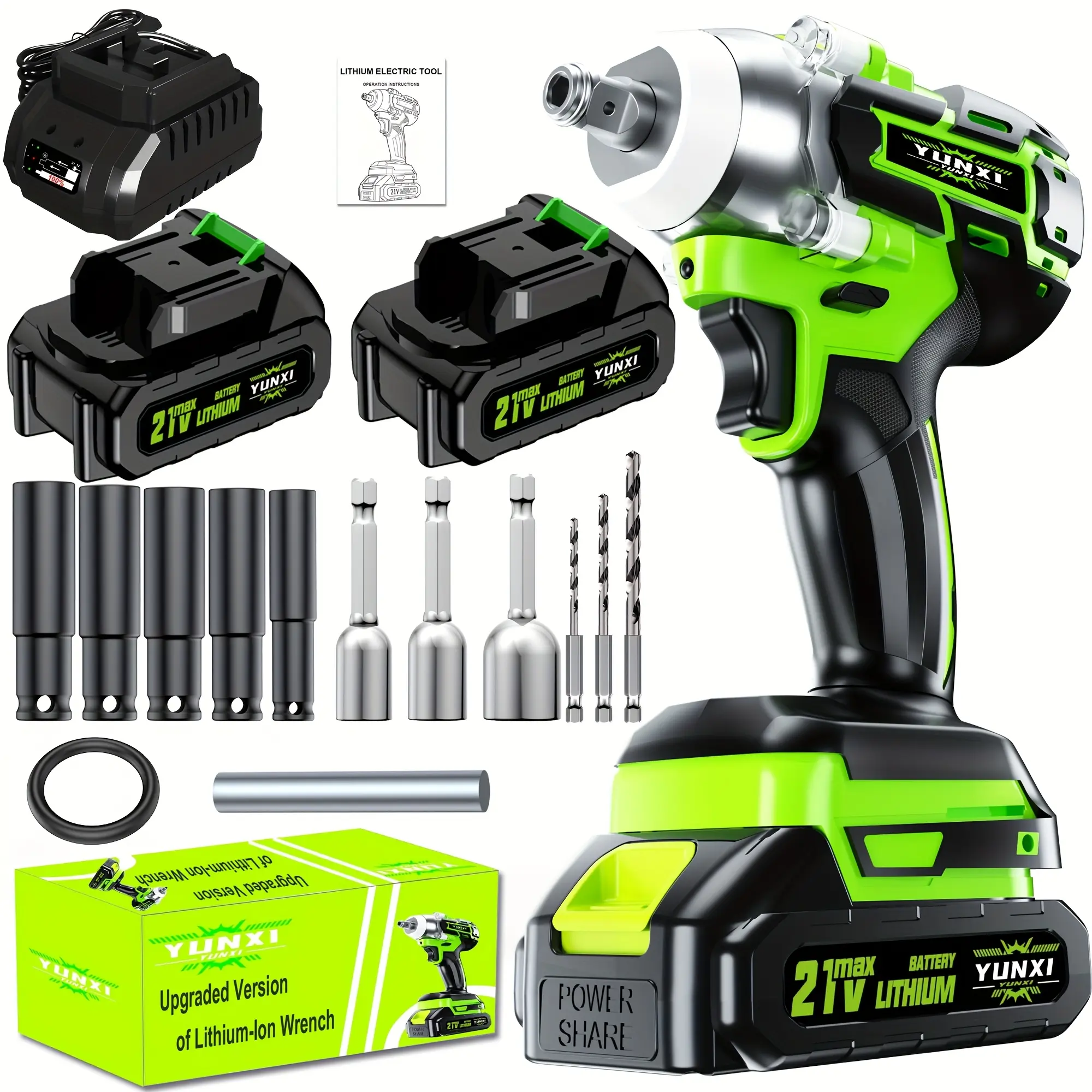 21V Brushless Cordless Impact Wrench 1/2 Inch 450N.m Max Torque, 3500RPM High Speed Electric Impact Driver with 4.0Ah Rechargeable Battery, Multi-Size Sockets Set & LED Light, Heavy Duty Power Gun for Garage Car Tire & Mechanical Repair