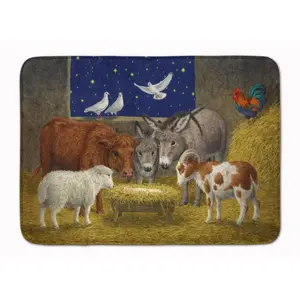 212 MAIN Animals Crib Nativity Christmas Scene Memory Foam Mat, Machine Washable, Comfortable, Animal Printed Rug