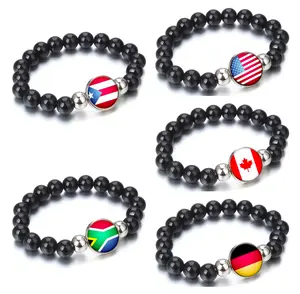 National Flag Snap Button  Elastic Band Beads Adjustable