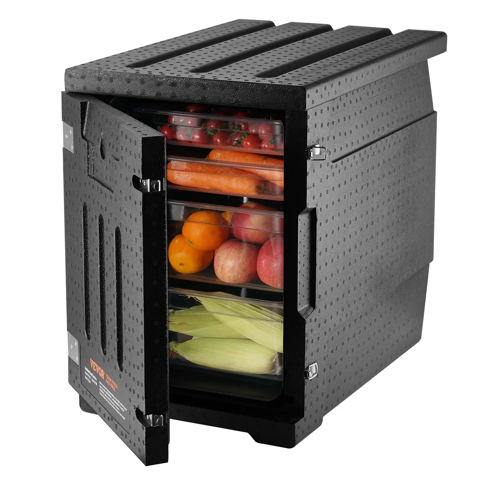 【Backtoschool】VEVOR Insulated Food Pan Carrier, 82 Qt Hot Box for Catering, LLDPE Food Box Carrier with Double Buckles, Front Loading Food Warmer for Restaurant, Canteen, etc.