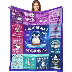 Penguin Lovers Throw Blanket, Penguin Gifts for Women & Girls - 50" X 40" Loves Decor for Adults & Kids