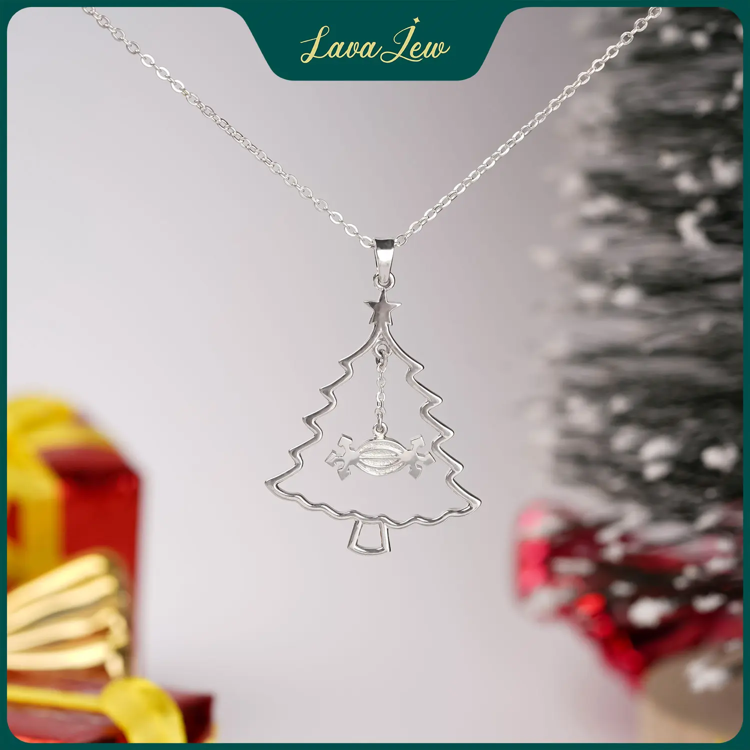 LavaJewelry Magnetic Christmas Tree Necklace, Christmas Tree Necklace, Necklace for Man and Woman, Girls, Jewelry Gift