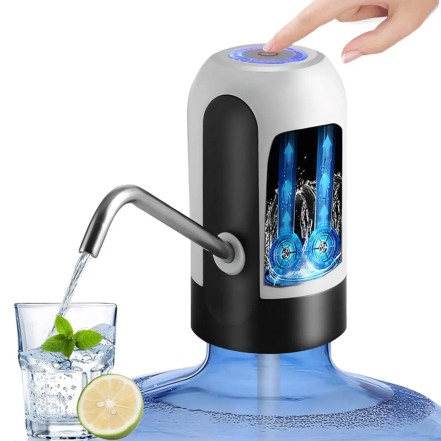 Water Dispenser for 5 Gallon Bottle - Rechargeable Water Pump for 5 Gal Jug, BPA-Free, Food Grade Silicone Hose, Stainless Steel Spout - 30-40 Days Battery Life, Easy One Switch Operation for Kitchen Outdoor Camping Office