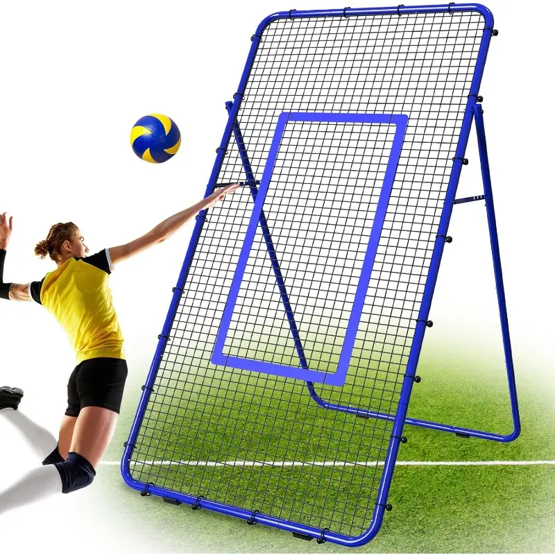 7x4 FT Adjustable Volleyball Rebounder Net Set, Steel Frame, Durable Portable Volleyball Training Equipment for Volleying, Bumping Skills, Ideal Gift for Children, Volleyball Net Set