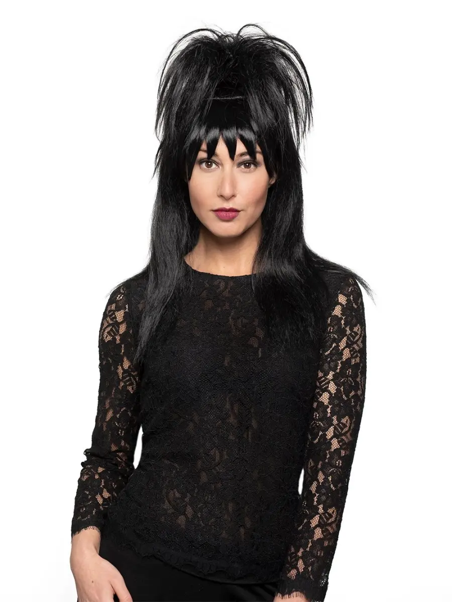 212 MAIN Enigma 00051 BLK Unisex 1-Size Straight Synthetic Hair Costume Wig, Black Beetlejuice Goth Lydia Cut for Gothic Looks, Straight Synthetic Wigs
