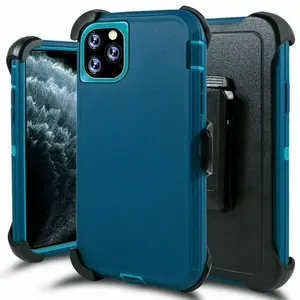Teal Rugged Shockproof Defender Case Cover for iPhone 12 / 12 Pro / 12 Pro Max / with Belt clip