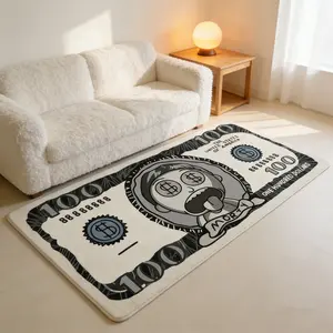 Creative American Hundred Dollar Bill Pattern Rug, Retro Oil-Proof Absorbent Kitchen Mat, Durable Short Velvet Living Room Decor, Home Decor Rug, Decorative Rugs
