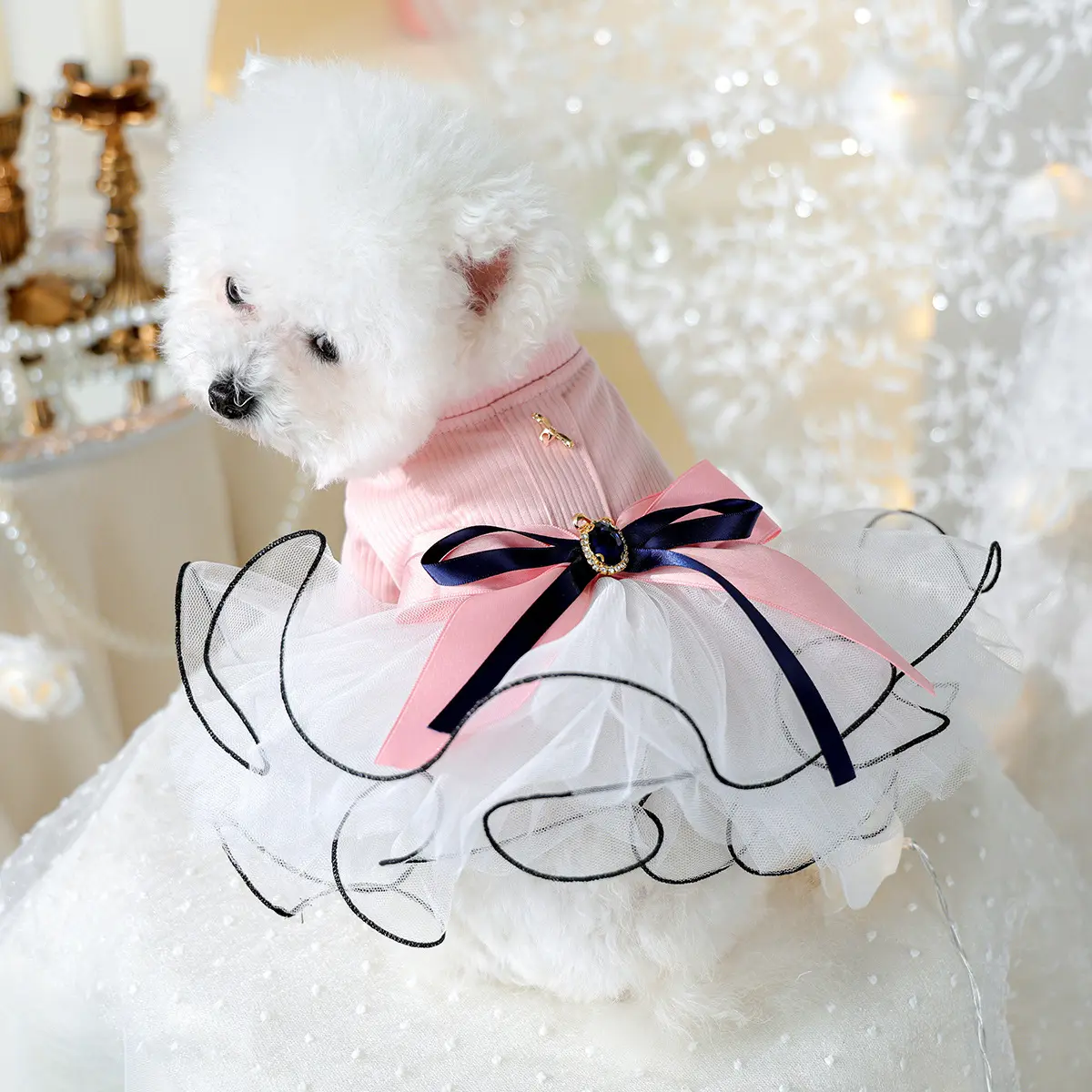 Pet Princess Dress for Small Dogs & Puppies, Lightweight Cute Spring-Fall Clothing for Cats, Poodle Costume, Puppy Clothes