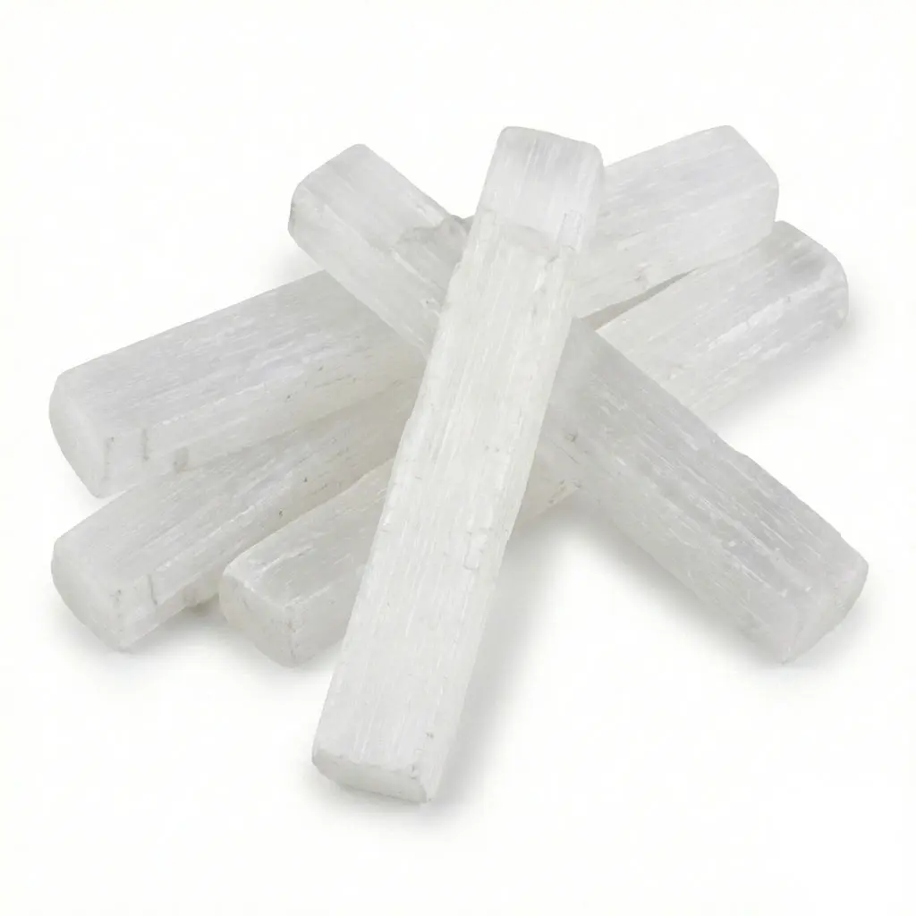 Selenite Mini Sticks 4" 5-Pack — Aura Cleansing &amp; Crystal Charging Wands