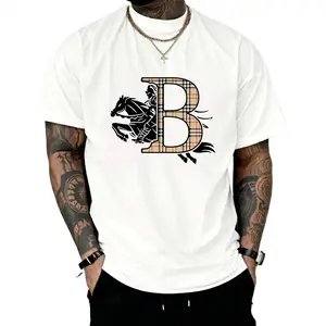 New casual T-shirt 2025 summer warhorse high-end fashion printing, personalized round neck trendy men's clothing, suitable for men, women, mothers and friends, couple style, fashionable and loose, youthful and energetic, men's daily wear tops