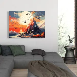 212 MAIN Red Artistic Wall Print - 36x48 in "Towards Danger" Hanging Home Decor, Ideal Room Gift