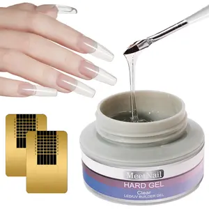 MeetNail 56g Nail Extension Hard Gel, Clear Builder Gel for Nails, Long Lasting UV Nail Strengthener with Forms, Base Coat Top Coat Needed
