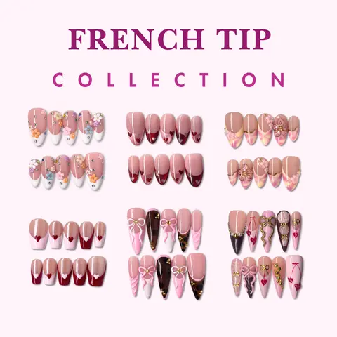 NailPhoria FRENCH TIP Collection - Handmade Press-On Nails | Reusable, Salon-Quality, Long-Lasting, Glossy Design