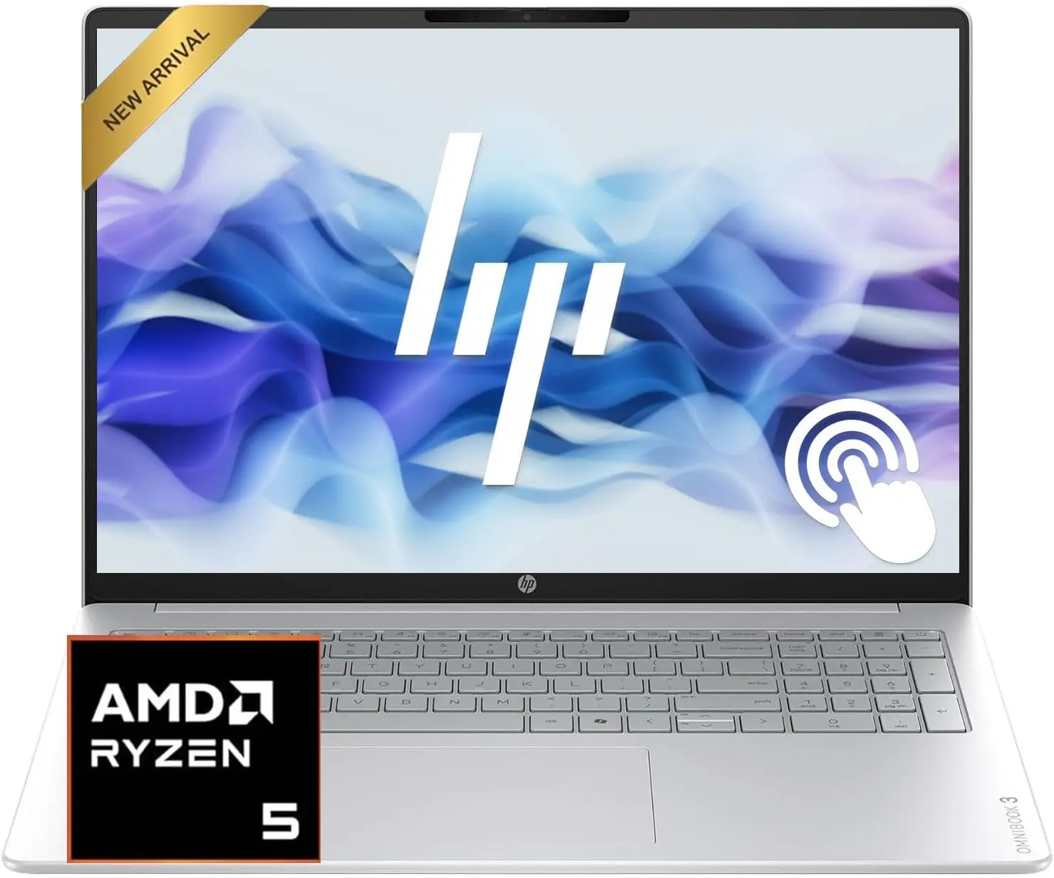 HP 16" OmniBook Laptop Computer, WUXGA IPS Touchscreen Display, Ryzen 5 40 Processor, 8GB DDR5 RAM, 256GB SSD, Long Battery Life, Wi-Fi 6, Windows 11 with Office 365 for the Web