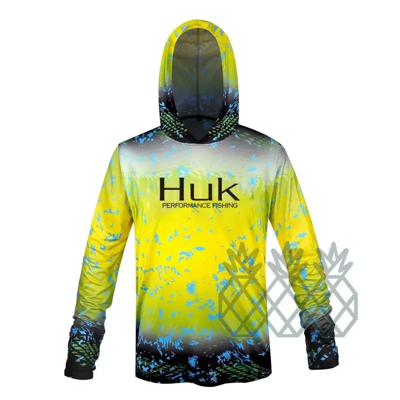HUK Fishing Shirts Long Sleeve Hoodie Summer Sun Protection Lightweight Performance Tops Pro Anti Mosquito UPF 50+ Fishing Wear