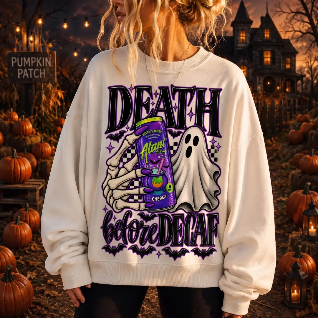 Halloween Ghost & Alani Graphic Sweatshirt Retro Spooky Season Unisex Streetwear Pullover, Crewneck, Womenswear