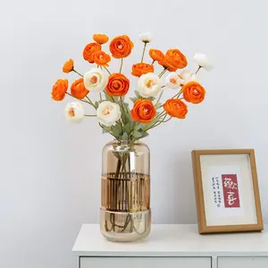 4 artificial lotus flowers bouquet, home living room decoration, fake flower ornaments, wedding arrangement bouquet, photography props