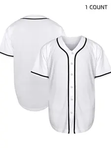 Blank Jersey Plain Hipster Hip Hop for Men Button-Down Baseball jersey Short Sleeve Shirt Blank Jersey Plain Hipster Hip Hop for Men Button-Down Baseball jersey Short Sleeve Shirt