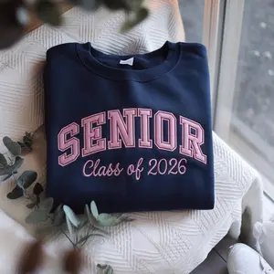 Embroidered Senior Cheer Group Shirt, Custom Senior 2026 Embroidered Sweatshirt, Embroidered Back To College Shirt, Graduation Shirt