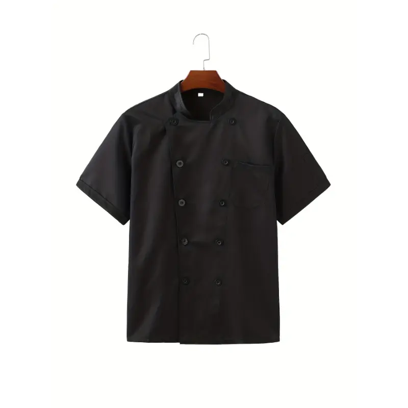Chef Work Clothes, Men's Short Sleeve Hotel Restaurant Baking Clothing pt uniform Workwear, Menswear Collar Polyester Gamis Tropical White Sweat
