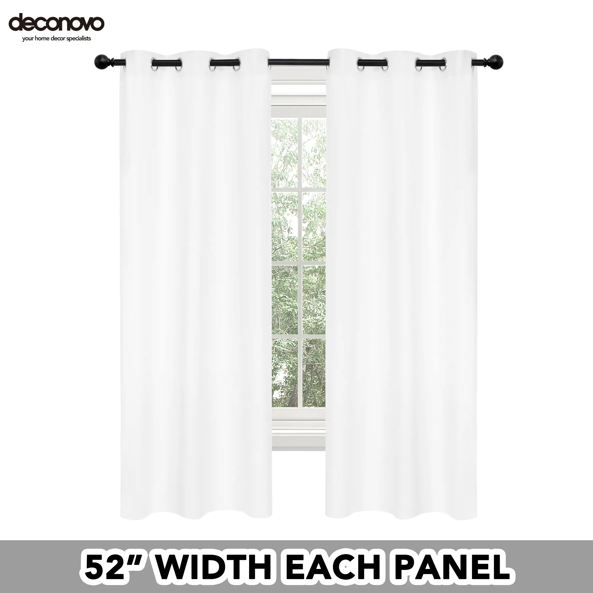 Deconovo 52W x 90L Inch Blackout Window Curtains, 2-Panel Short Drapes, Thermal Insulated Home Decorative Curtains for Living Room, Bedroom, Home Decorative Curtain