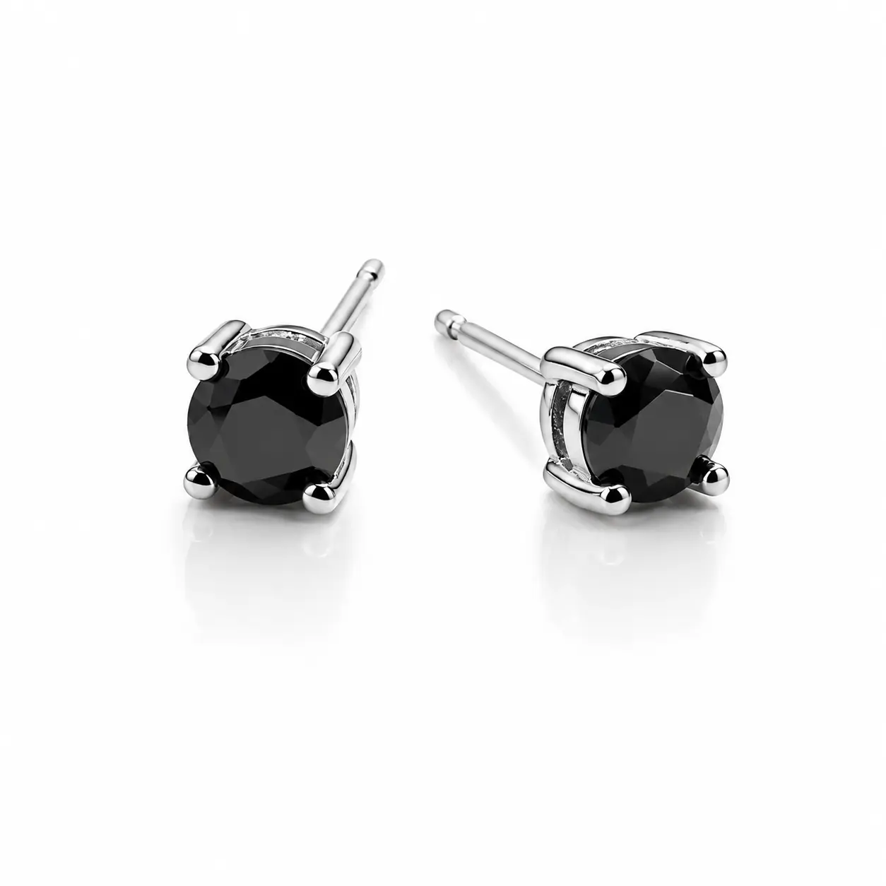 SKU-EH-007Classic 4 Prong Black Moissanite Stud Earrings