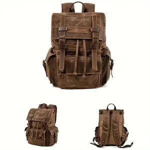 Durable Waterproof Waxed Canvas Laptop Backpack - Ideal for College Study, Hiking & Outdoor Activities | Casual Day Bag Travel Essentials Traveling Bag