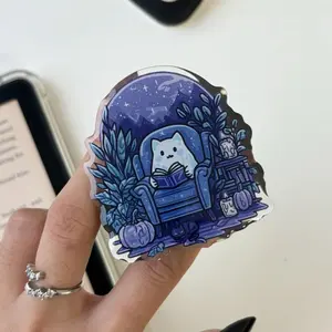 Kindle Grip with Magnetic | Kindle Holder | Bookish Accessories | iPhone 17 Pro Grip | Personalized Gifts For Reader | Cute Ghost Kitten
