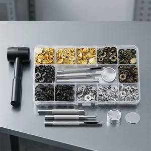 90 Sets Metal Snaps Press Studs, 15mm Metal Snap Buttons with 4 Setter Tools Leather Snap Fasteners Kit for Clothes, Jackets, Jeans Wears, Bracelets, Bags
