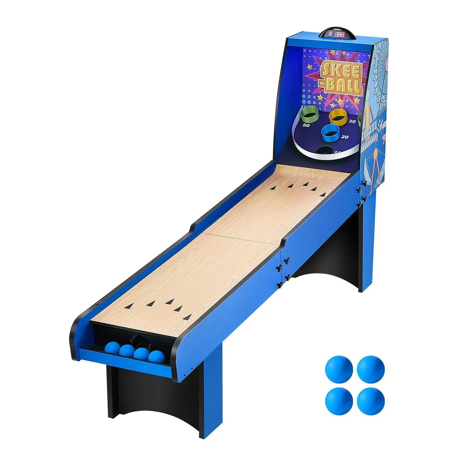 【SummerFinds】VEVOR 8 ft Roll & Score Arcade Game Table Electronic Scorer Family Game Room 4 Balls