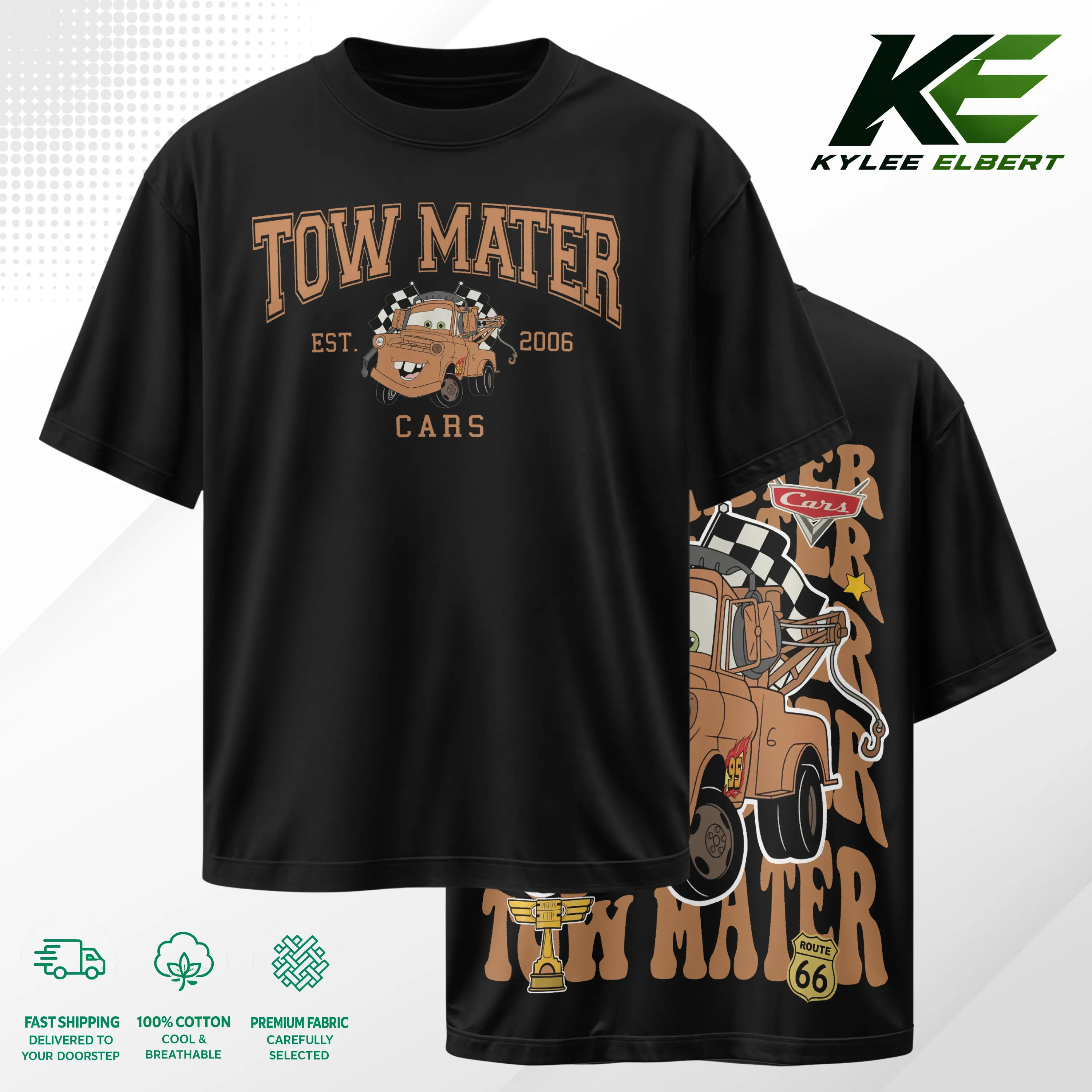 Retro Two Side Cars Movie T-Shirt, Mcqueen and Mater Funny Vintage Unisex Graphic Tee - Top Trendy Y2K Classic Streetwear Unisex Racing Style For Fans Made in USA