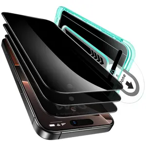 ESR 3 Pack for iPhone 16 15 14 Screen Protector 9H Hardness Military Grade Shatterproof Tempered Glass HD Clear Anti-spy Privacy Scratch Resistant with Flawless Fit Tray