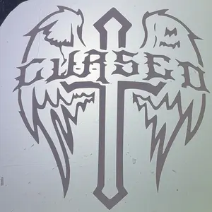 Cursed Cross Wings Vinyl Car Decal - Gothic Angel Window Sticker