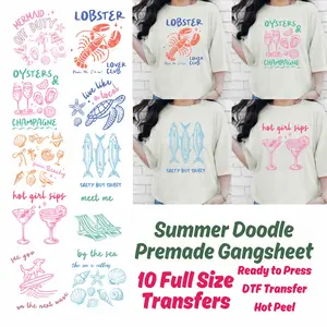 Summer Doodle premade DTF gang sheet, Summer Transfers, Lake transfers, Summer heat transfers, Beach transfers, Summer Vibes Transfers