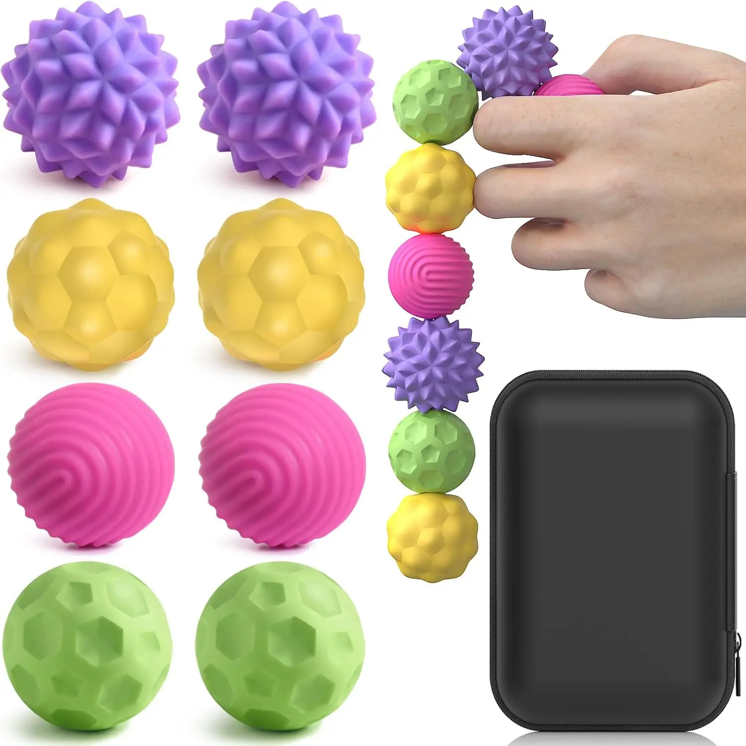 Unisex 8-Pack Silicone Magnetic Fidget Balls - Textured Silent Sensory Stress Relief Toys - ADHD, Anxiety & Autism Aids - Office Desk Gift for Teens, Adults, Ball Shape