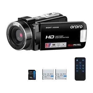ORDRO B320 1080P 30FPS Video Camera Recorder, Full HD 30MP 18X Digital Zoom Camcorder, Vlogging Camera Infrared Night Vision, 3.0 Inch Flip Screen, 2 Batteries, Remote Control
