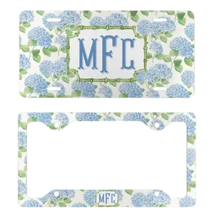 Blue Hydrangea License Plate And Frame: Personalized Floral Car Decor